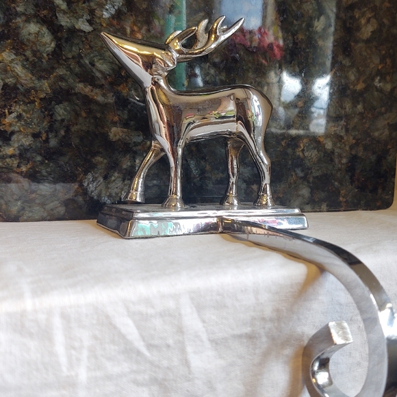 Vintage reindeer stocking holder silver Chrome